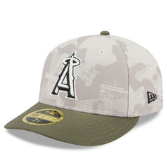 Los Angeles Angels New Era 2025 Armed Forces Day Low Profile 59FIFTY Fitted Hat - Light Beige/Olive Hats