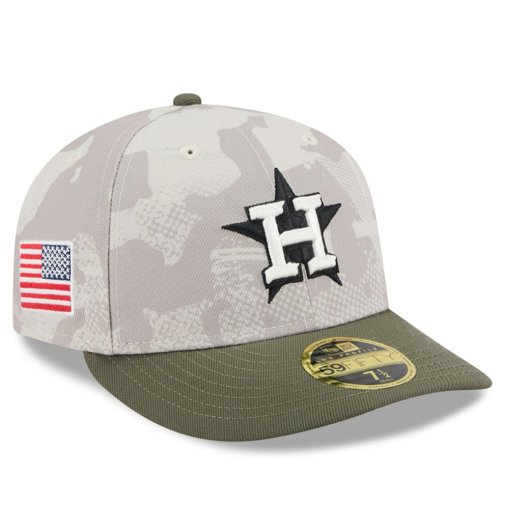 Houston Astros New Era 2025 Armed Forces Day Low Profile 59FIFTY Fitted Hat - Light Beige/Olive Hats