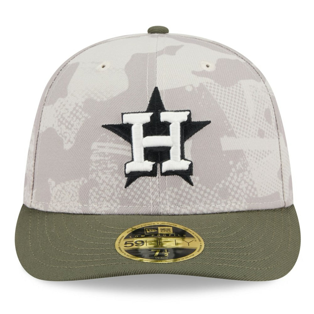 Houston Astros New Era 2025 Armed Forces Day Low Profile 59FIFTY Fitted Hat - Light Beige/Olive Hats