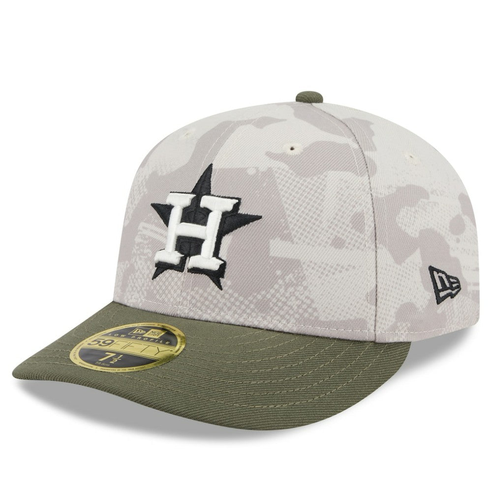 Houston Astros New Era 2025 Armed Forces Day Low Profile 59FIFTY Fitted Hat - Light Beige/Olive Hats