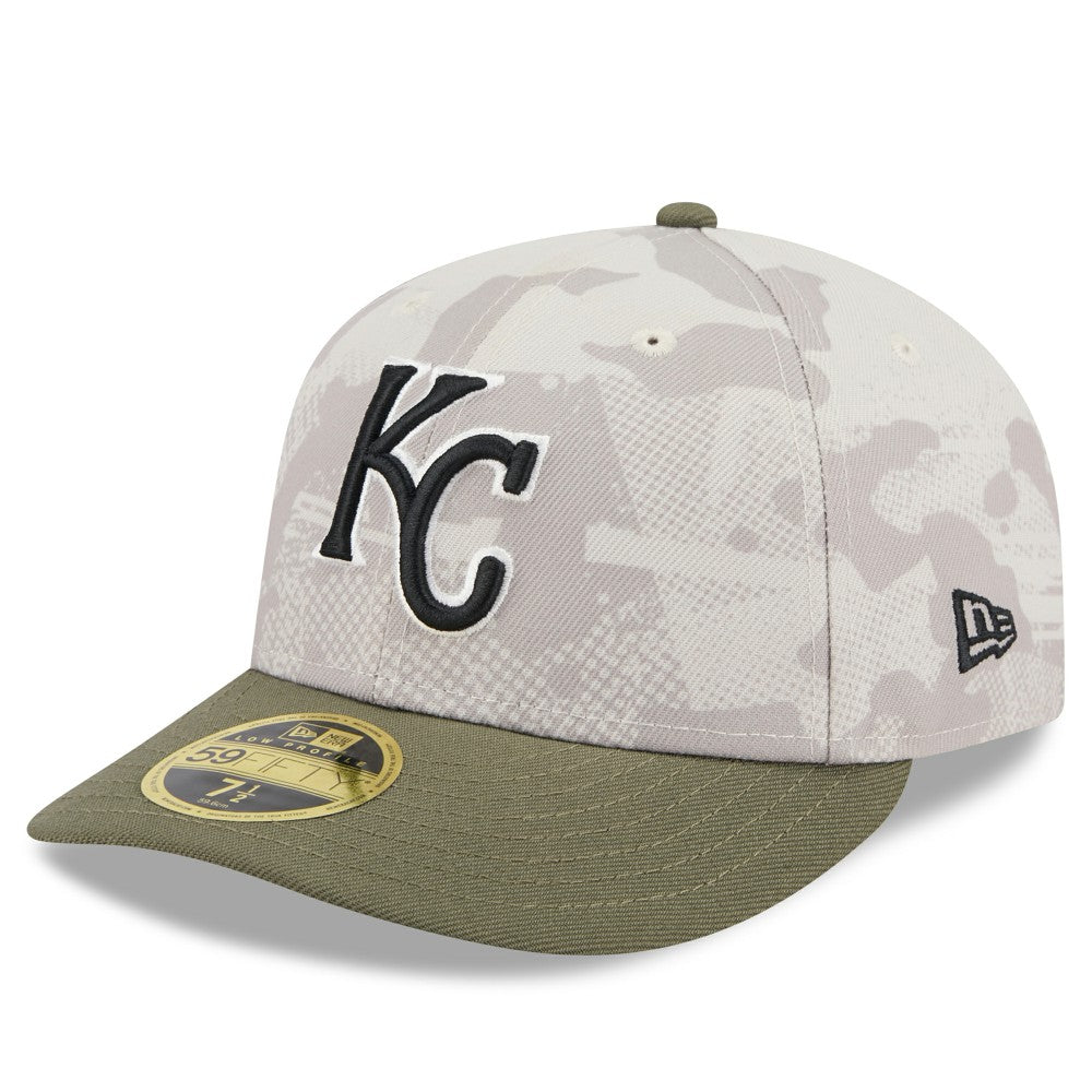 Kansas City Royals New Era 2025 Armed Forces Day Low Profile 59FIFTY Fitted Hat - Light Beige/Olive Hats