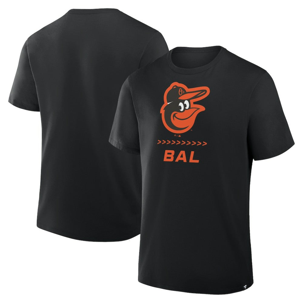 Baltimore Orioles Fanatics Clubhouse Legacy Side Swipe T-Shirt - Black T-shirts
