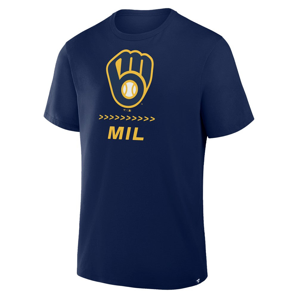Milwaukee Brewers Fanatics Clubhouse Legacy Side Swipe T-Shirt - Navy T-shirts
