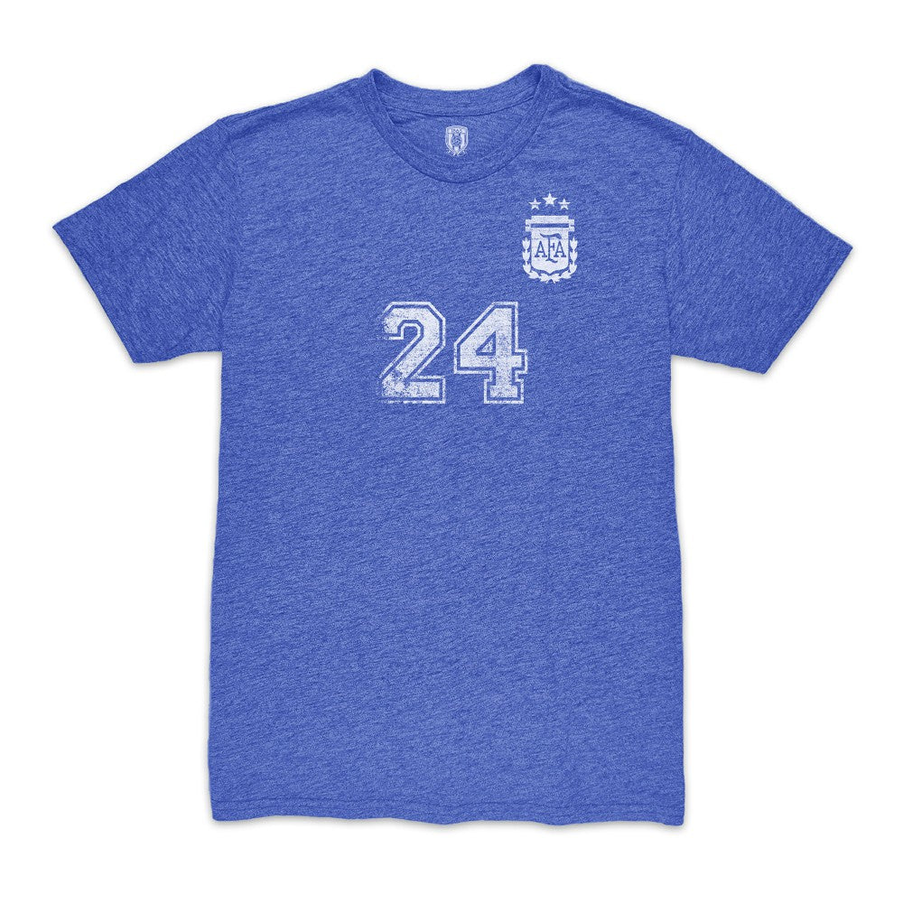 Enzo Fernández Argentina National Team 1863FC Player Vintage Tri-Blend T-Shirt Blue