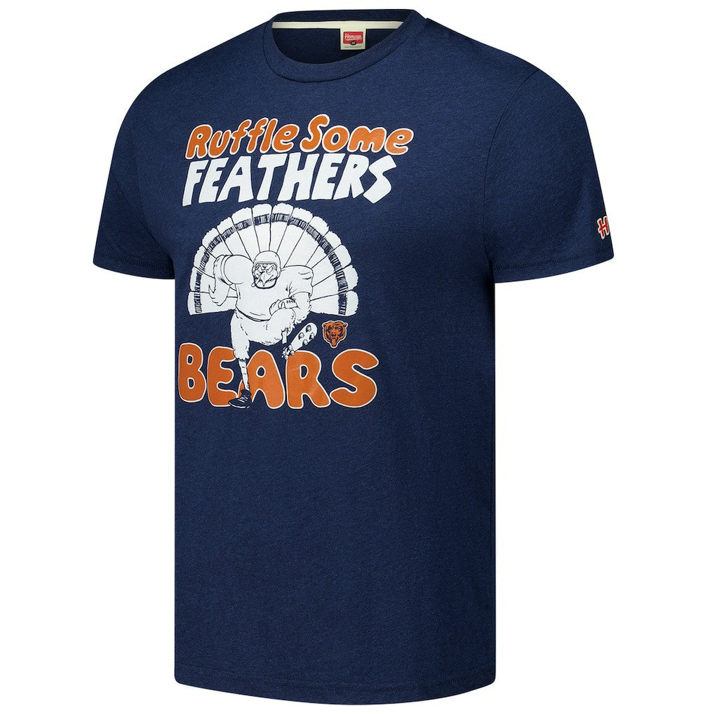 Chicago Bears Homage Unisex Ruffle Some Feathers Tri-Blend T-Shirt - Navy T-shirts