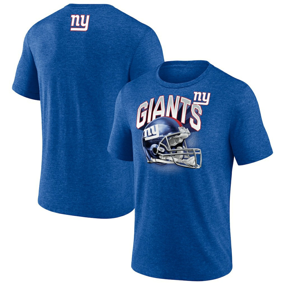 New York Giants Tri-Blend Helmet End Around T-Shirt - Heather Royal T-shirts