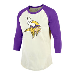 Randy Moss Minnesota Vikings Majestic Threads Retired Player Name & Number 3/4 Raglan Sleeve T-Shirt  - Cream/Purple T-shirts