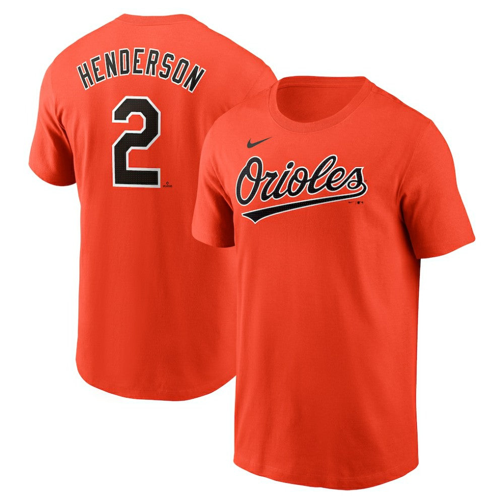 Gunnar Henderson Baltimore Orioles Nike Fuse Name & Number T-Shirt - Orange T-shirts