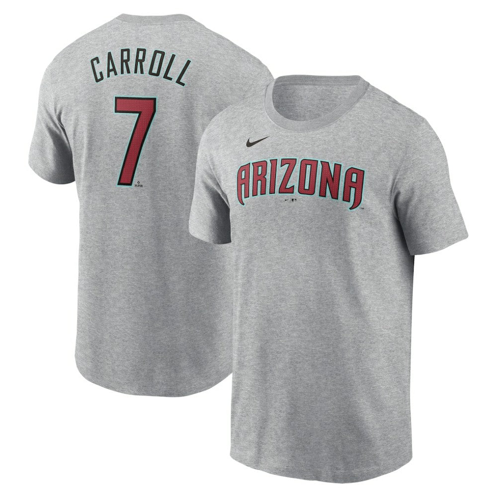Corbin Carroll Arizona Diamondbacks Nike Fuse Name & Number T-Shirt - Heather Gray T-shirts