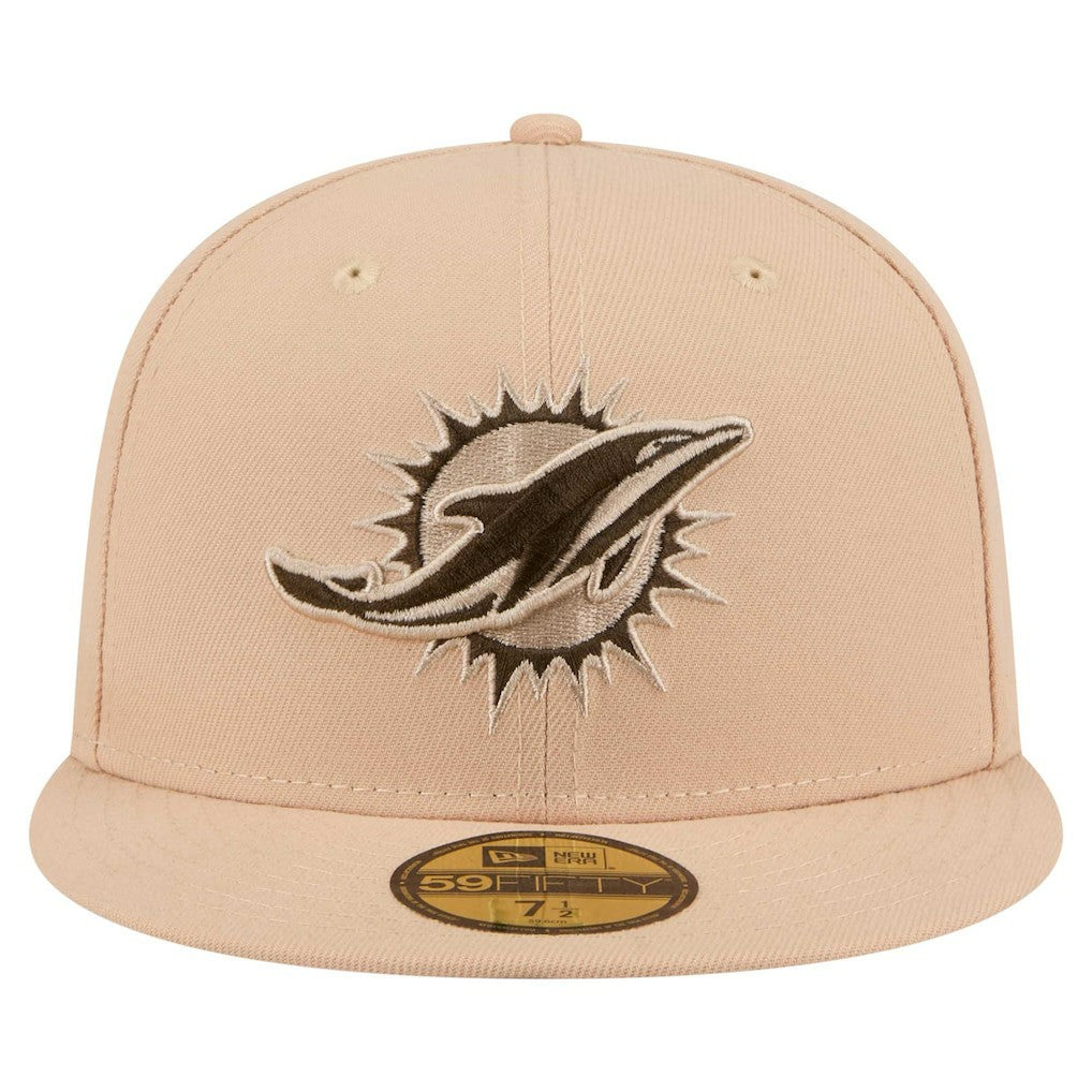 Miami Dolphins New Era Candied Pecan 59FIFTY Fitted Hat - Tan Hats