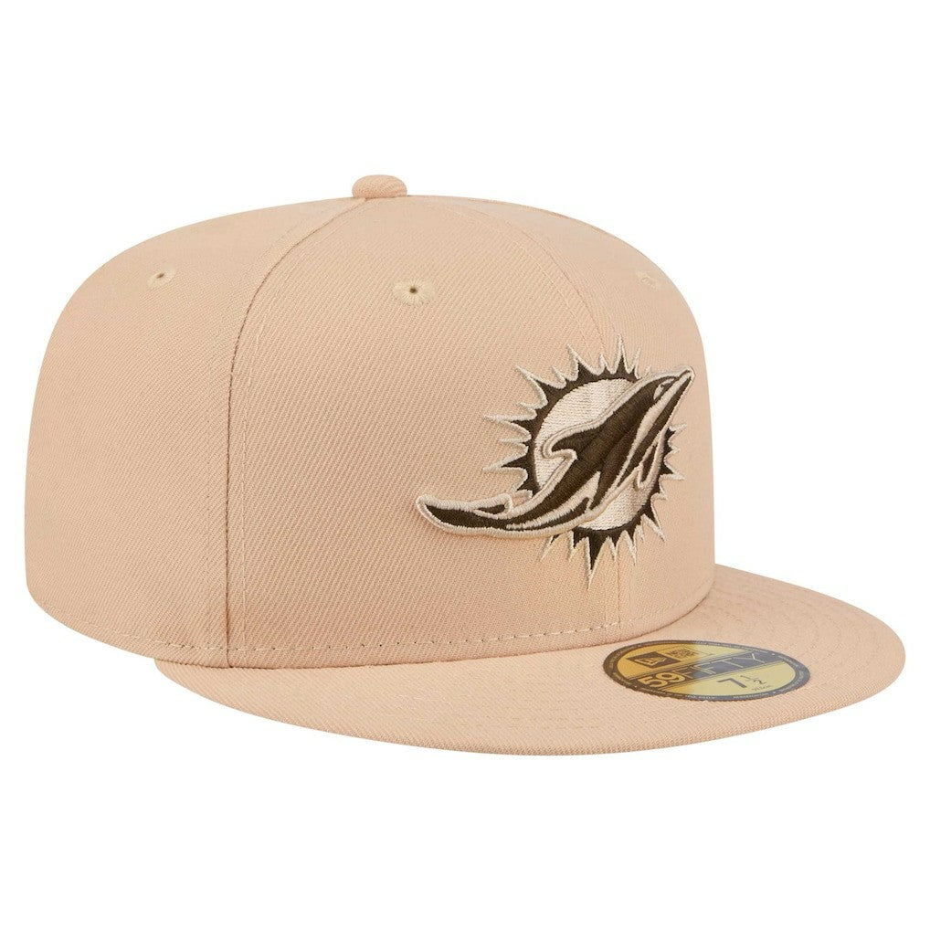 Miami Dolphins New Era Candied Pecan 59FIFTY Fitted Hat - Tan Hats