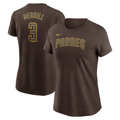Jackson Merrill San Diego Padres Nike Women's Cooperstown Collection Fuse Name & Number T-Shirt - Brown T-shirts