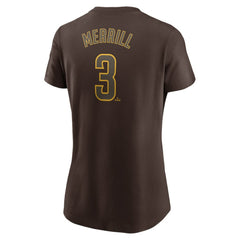 Jackson Merrill San Diego Padres Nike Women's Cooperstown Collection Fuse Name & Number T-Shirt - Brown T-shirts