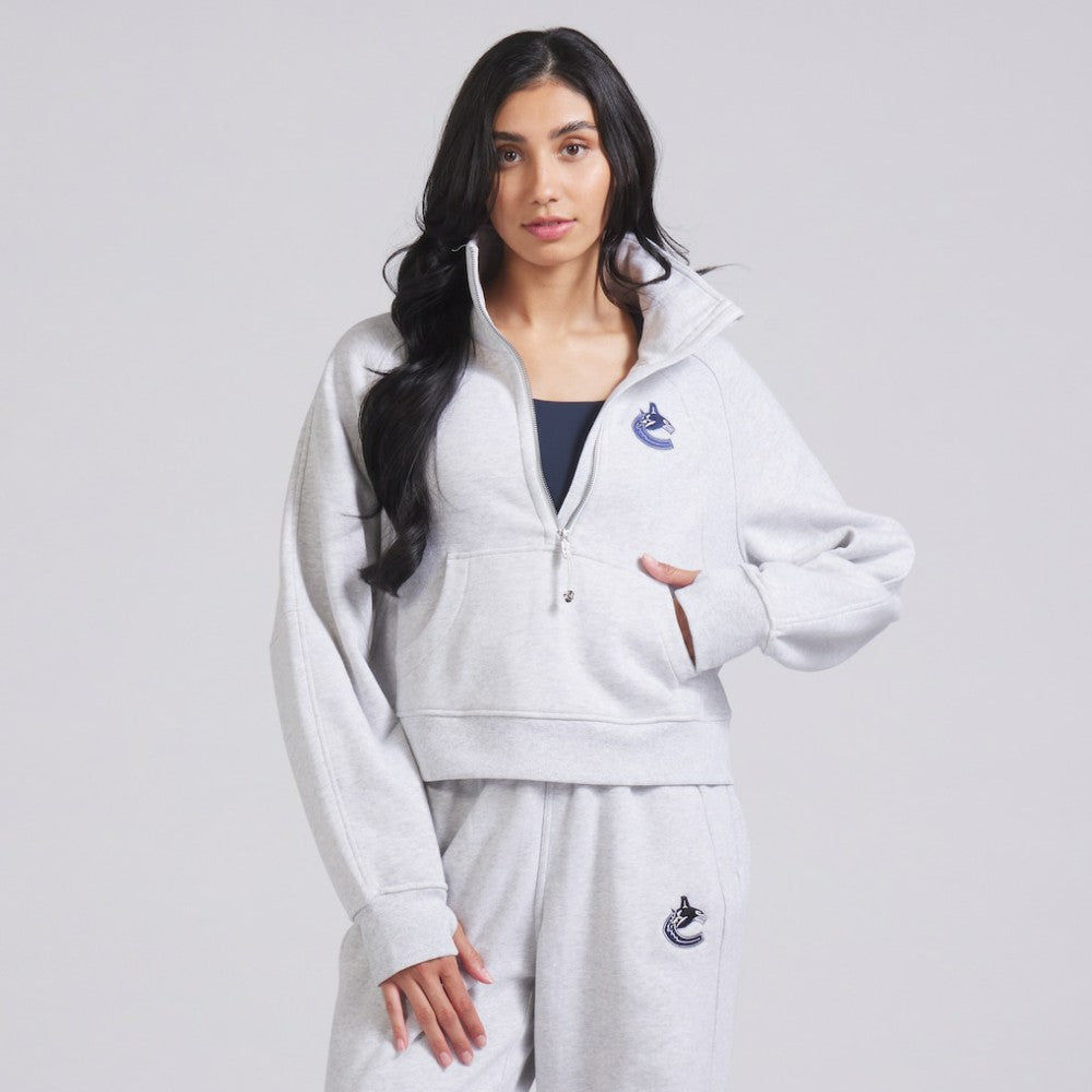 Vancouver Canucks lululemon Women's Scuba Oversized Half Zip Top - Heather Gray | US 202171378