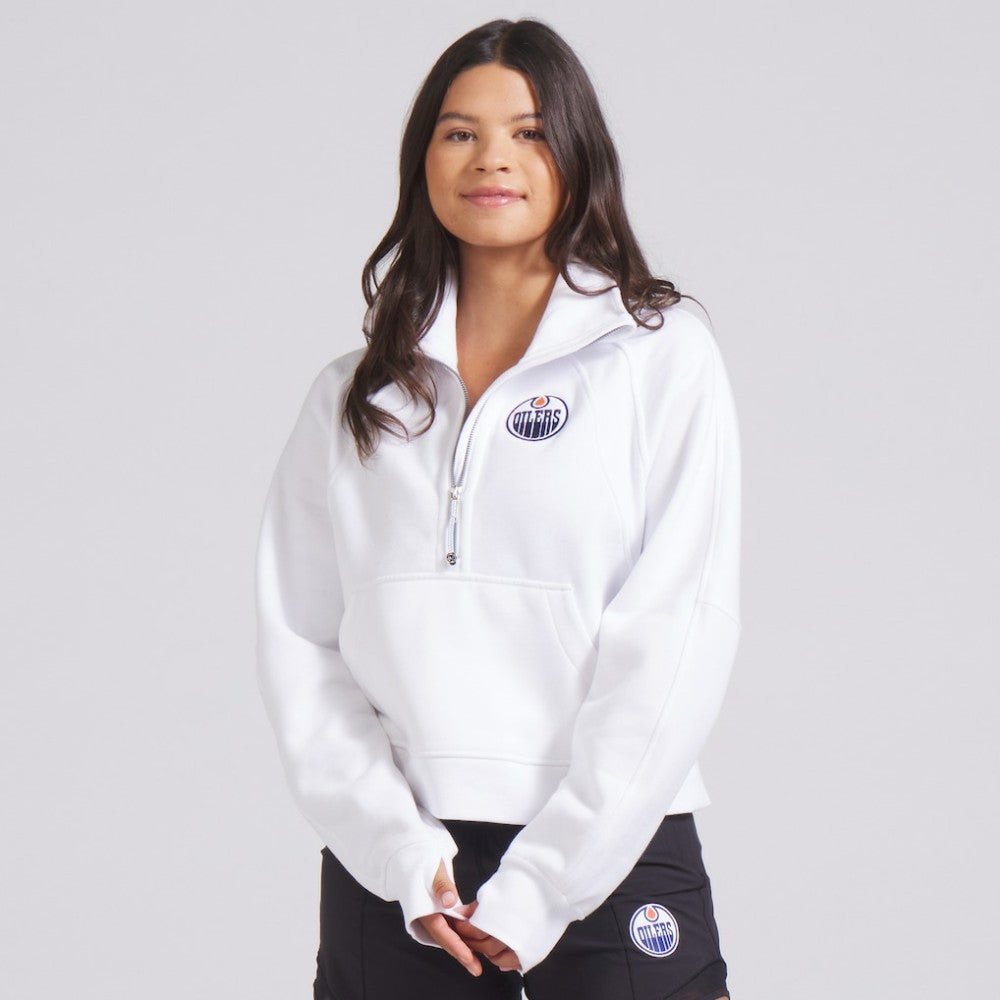 Edmonton Oilers lululemon Women's Scuba Oversized Half Zip Top - White | US 202171382