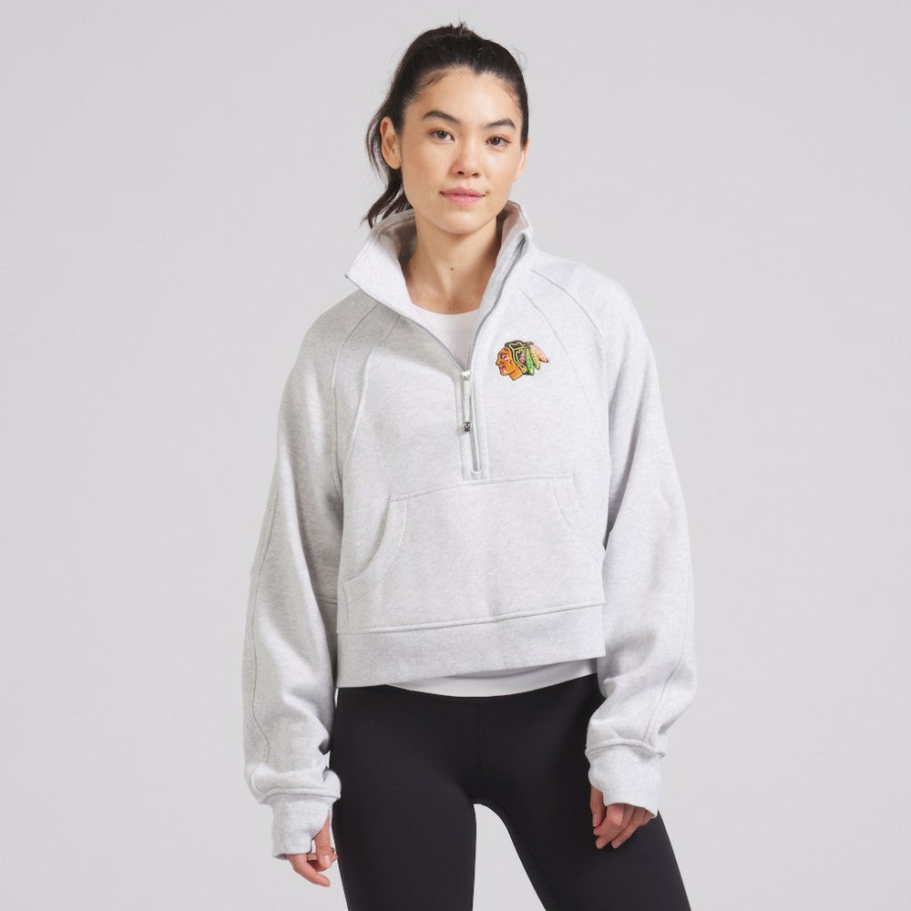 Chicago Blackhawks lululemon Women's Scuba Oversized Half Zip Top - Heather Gray | US 202171393