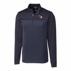 Cleveland Guardians Cutter & Buck Big & Tall Traverse Stretch Eco Stripe DryTec Quarter-Zip Top - Navy Tops