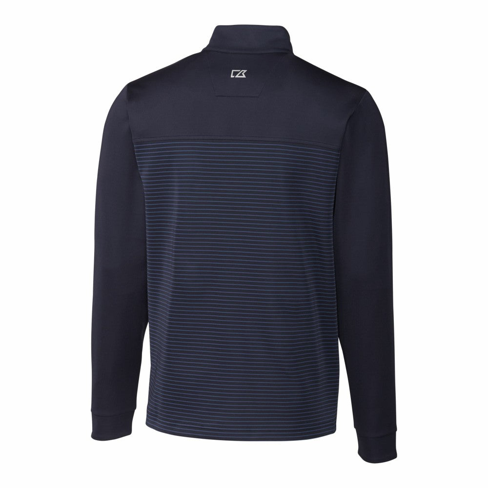 Cleveland Guardians Cutter & Buck Big & Tall Traverse Stretch Eco Stripe DryTec Quarter-Zip Top - Navy Tops