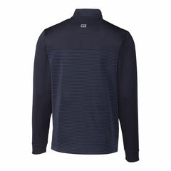Cleveland Guardians Cutter & Buck Big & Tall Traverse Stretch Eco Stripe DryTec Quarter-Zip Top - Navy Tops