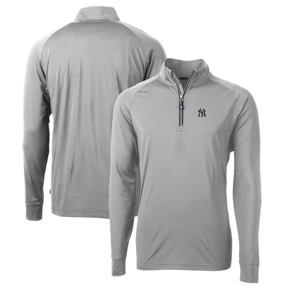 New York Yankees Cutter & Buck Big & Tall Adapt Eco Knit Stretch Recycled Quarter-Zip Pullover Top - Gray Pullover
