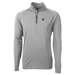 New York Yankees Cutter & Buck Big & Tall Adapt Eco Knit Stretch Recycled Quarter-Zip Pullover Top - Gray Pullover