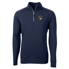 Milwaukee Brewers Cutter & Buck Big & Tall Adapt Eco Knit Stretch Recycled Raglan DryTec Quarter-Zip Top - Navy Tops