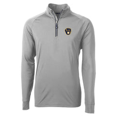 Milwaukee Brewers Cutter & Buck Big & Tall Adapt Eco Knit Stretch Recycled Quarter-Zip Pullover Top - Gray Pullover