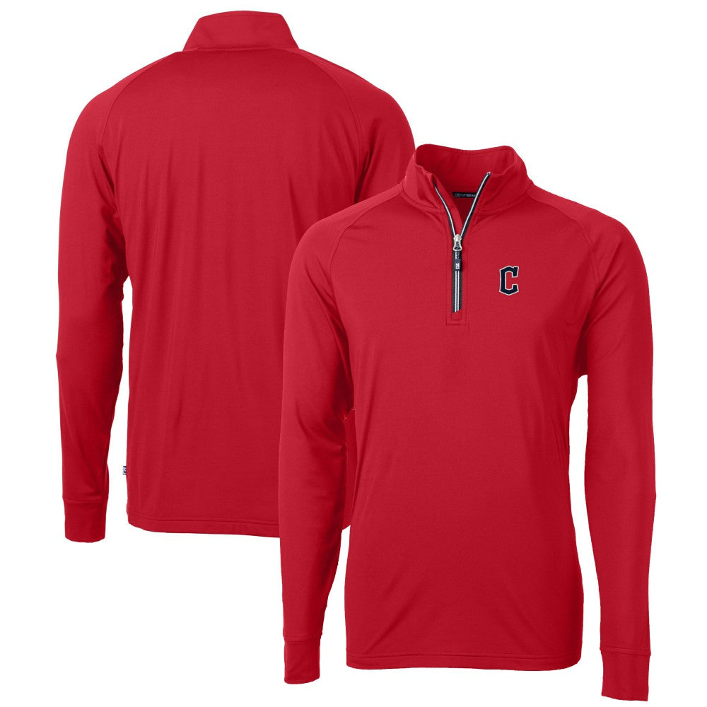 Cleveland Guardians Cutter & Buck Big & Tall Adapt Eco Knit Stretch Recycled Quarter-Zip Pullover Top - Red Pullover