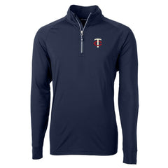 Minnesota Twins Cutter & Buck Big & Tall Adapt Eco Knit Stretch Recycled Quarter-Zip Pullover Top - Navy Pullover