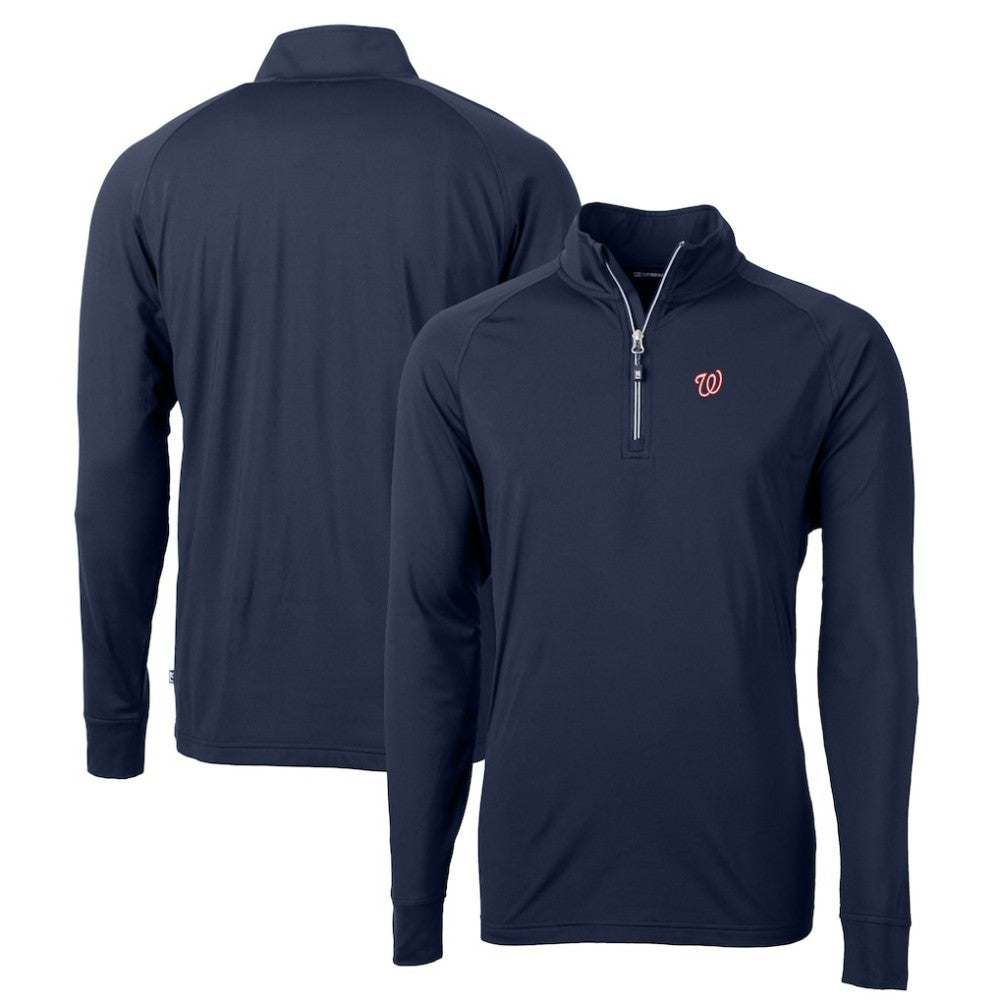 Washington Nationals Cutter & Buck Big & Tall Adapt Eco Knit Stretch Recycled Quarter-Zip Pullover Top - Navy Pullover