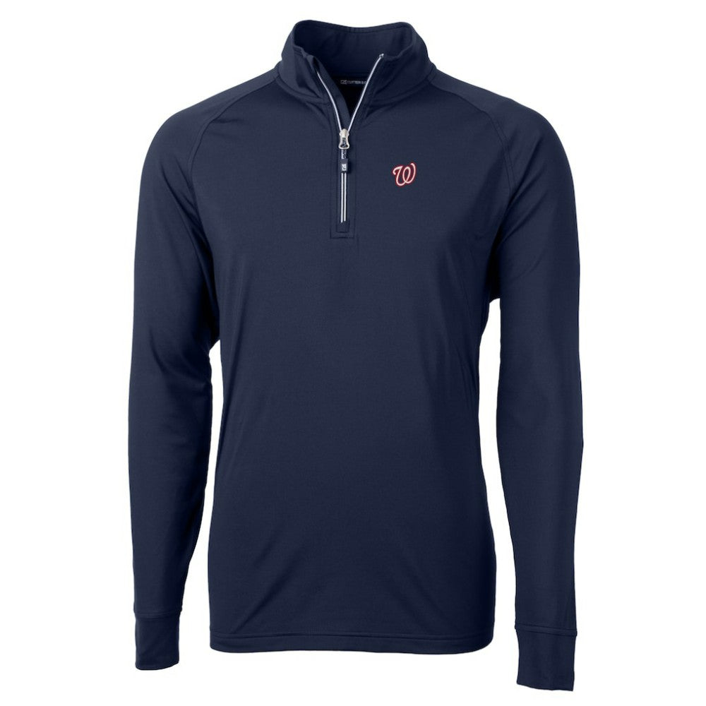Washington Nationals Cutter & Buck Big & Tall Adapt Eco Knit Stretch Recycled Quarter-Zip Pullover Top - Navy Pullover