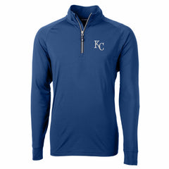 Kansas City Royals Cutter & Buck Big & Tall Adapt Eco Knit Stretch Recycled Quarter-Zip Pullover Top - Blue Pullover