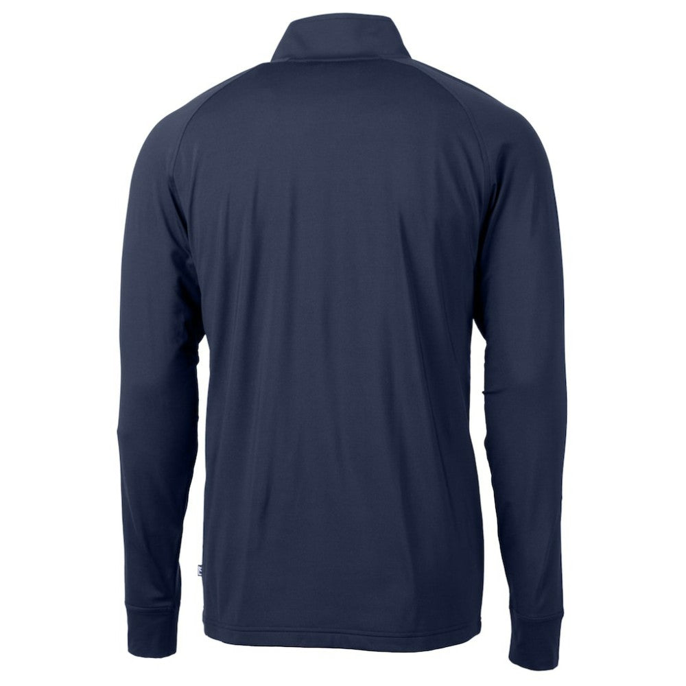 Atlanta Braves Cutter & Buck Big & Tall Adapt Eco Knit Stretch Recycled Quarter-Zip Pullover Top - Navy Pullover