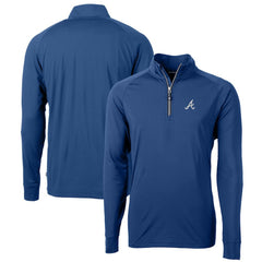 Atlanta Braves Cutter & Buck Big & Tall Adapt Eco Knit Stretch Recycled Quarter-Zip Pullover Top - Blue Pullover