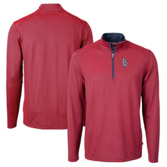 St. Louis Cardinals Cutter & Buck Big & Tall Virtue Eco Pique Micro Stripe Quarter-Zip Jacket - Red Jackets