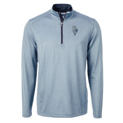 Kansas City Royals Cutter & Buck Virtue Eco Pique Micro Stripe Recycled Quarter-Zip Pullover Top - Light Blue Pullover