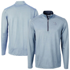 Tampa Bay Rays Cutter & Buck Virtue Eco Pique Micro Stripe Recycled Quarter-Zip Pullover Top - Light Blue Pullover