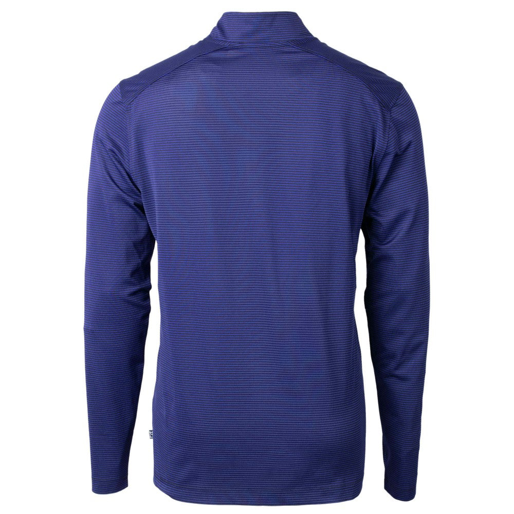 Kansas City Royals Cutter & Buck Virtue Eco Pique Micro Stripe Recycled Quarter-Zip Pullover Top - Royal Pullover