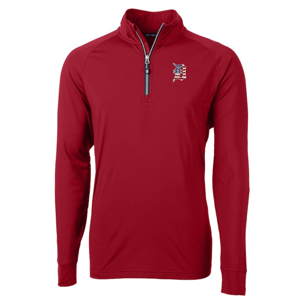 Detroit Tigers Cutter & Buck Patriotic Logo Adapt Eco Knit Stretch Recycled Quarter-Zip Pullover Top - Red Pullover