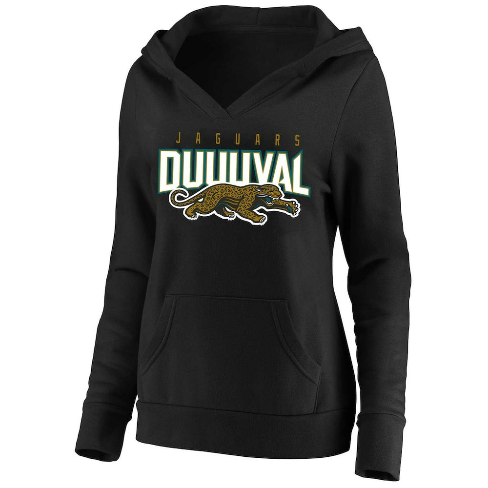 Jacksonville Jaguars Women's Plus Size Retro Logo Pullover Hoodie - Black Hoodies