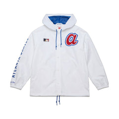 Atlanta Braves Mitchell & Ness Vintage Full-Snap Hooded Coaches Jacket - White Jackets