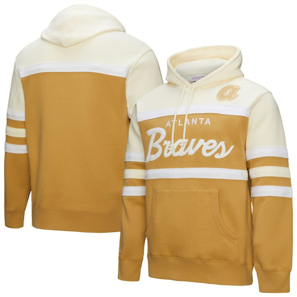 Atlanta Braves Mitchell & Ness Head Coach Pullover Hoodie - Tan/Cream Hoodies