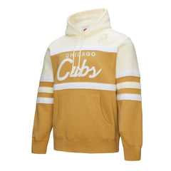 Chicago Cubs Mitchell & Ness Head Coach Pullover Hoodie - Tan/Cream Hoodies