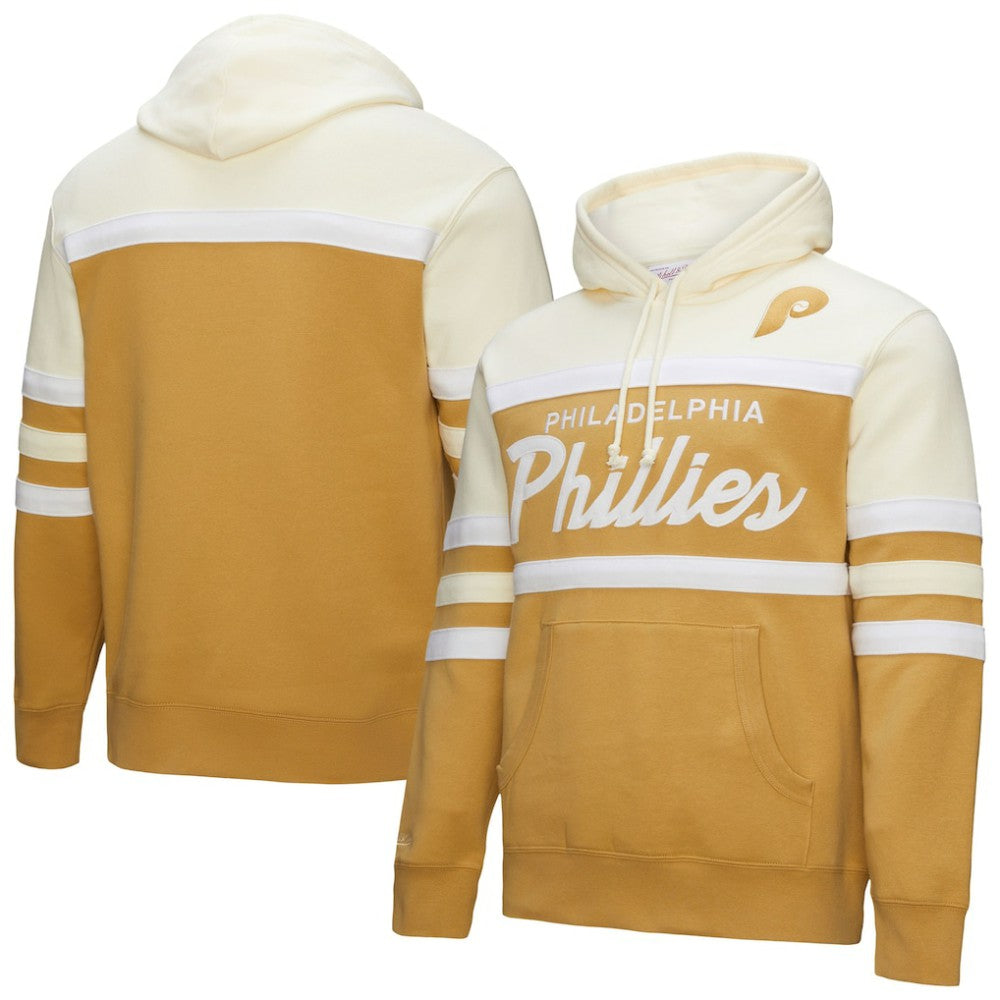 Philadelphia Phillies Mitchell & Ness Head Coach Pullover Hoodie - Tan/Cream Hoodies
