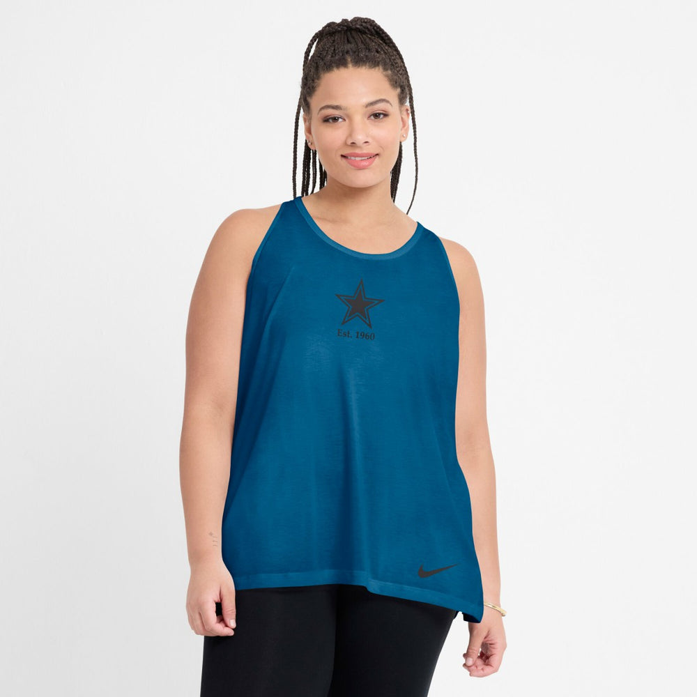 Dallas Cowboys Women's Glory Open-Back Crisscross Dri-FIT Tank Top - Navy Tops