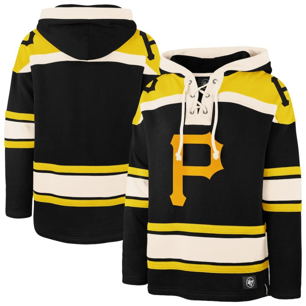 Pittsburgh Pirates '47 Superior Lacer Pullover Hoodie - Black Hoodies