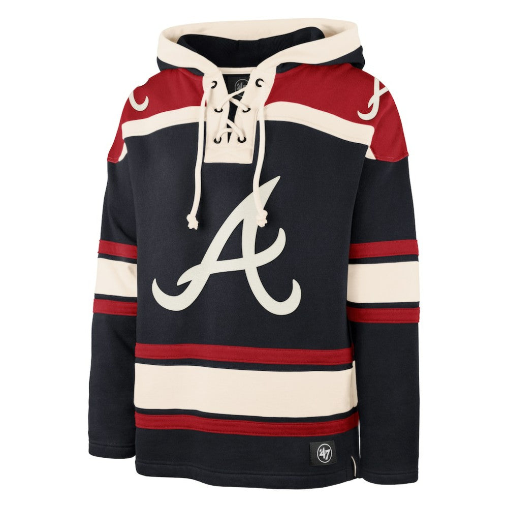 Atlanta Braves '47 Superior Lacer Pullover Hoodie - Navy Hoodies