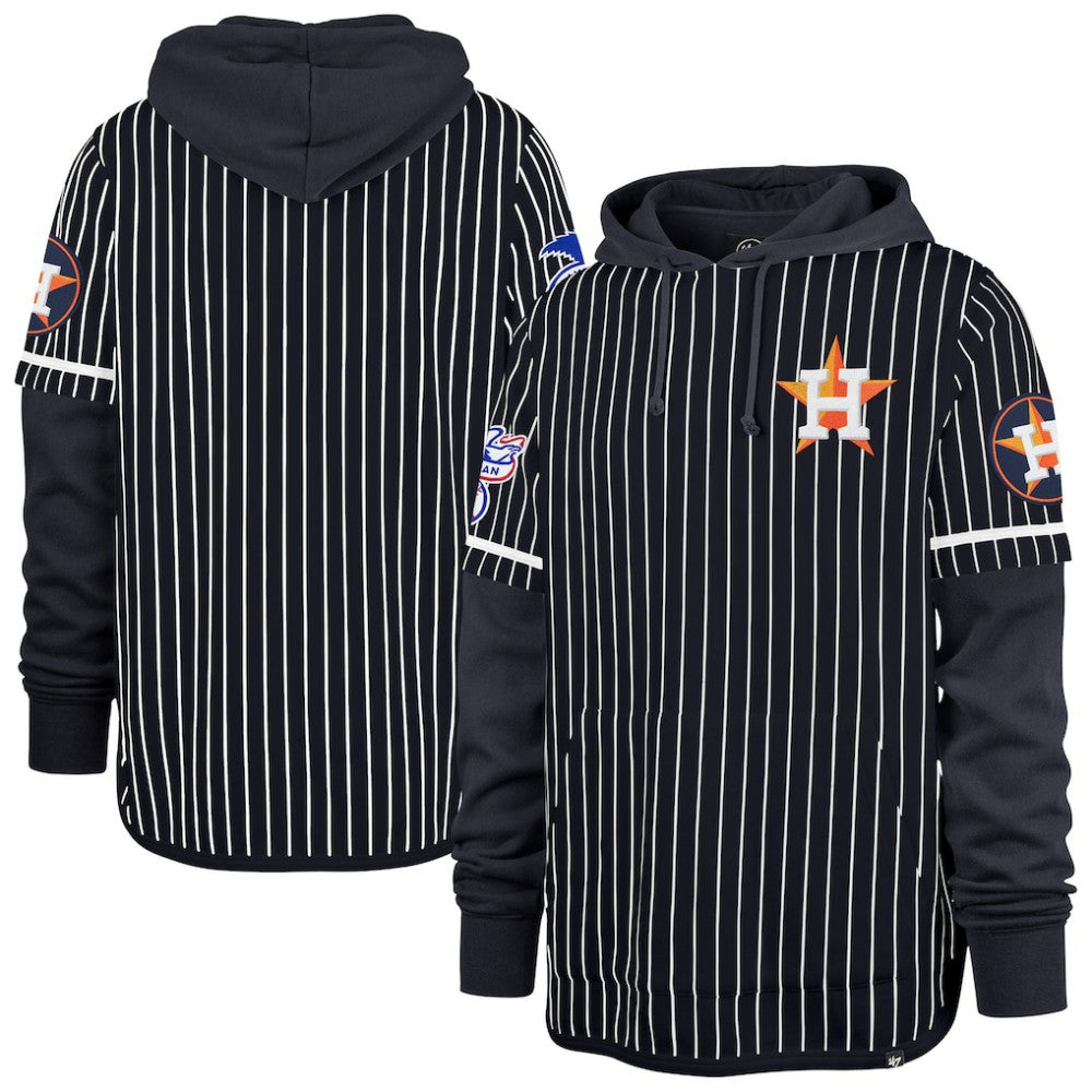 Houston Astros '47 Pinstripe Double Header Pullover Hoodie - Navy Hoodies