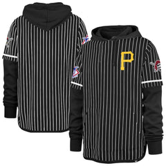 Pittsburgh Pirates '47 Pinstripe Double Header Pullover Hoodie - Black Hoodies