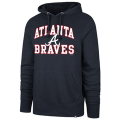 Atlanta Braves '47  Velocity Headline Pullover Hoodie - Navy Hoodies